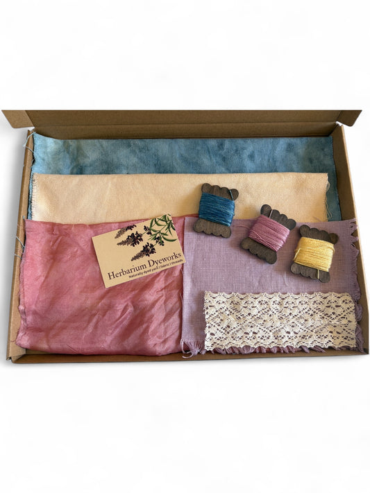 Fabric box - Blue, yellow, purple and pink
