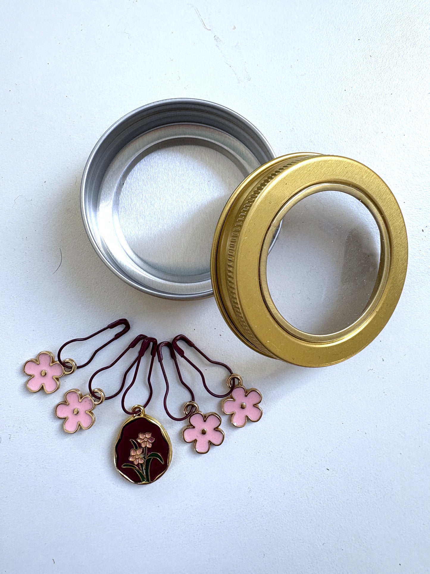 Stitch markers - Daisies - Pink